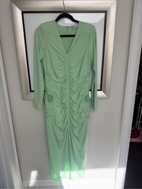 Self-Portrait stunning mint green jersey midi dress with center slit